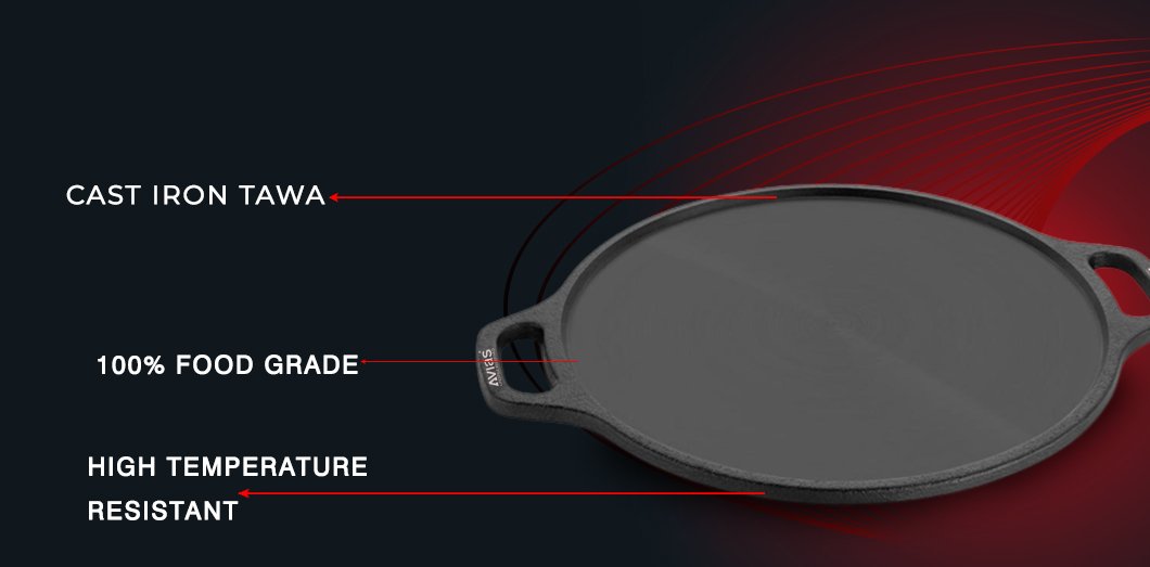 Avias Cast Iron Dosa Tawa main features