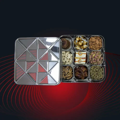 AVIAS Trios 9 square dryfruit cum spice box see-through lid