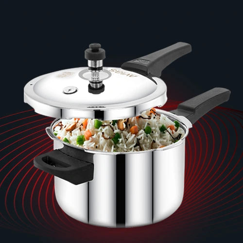 AVIAS Riara Premium Stainless Steel Triply Pressure Cooker With Outer Lid