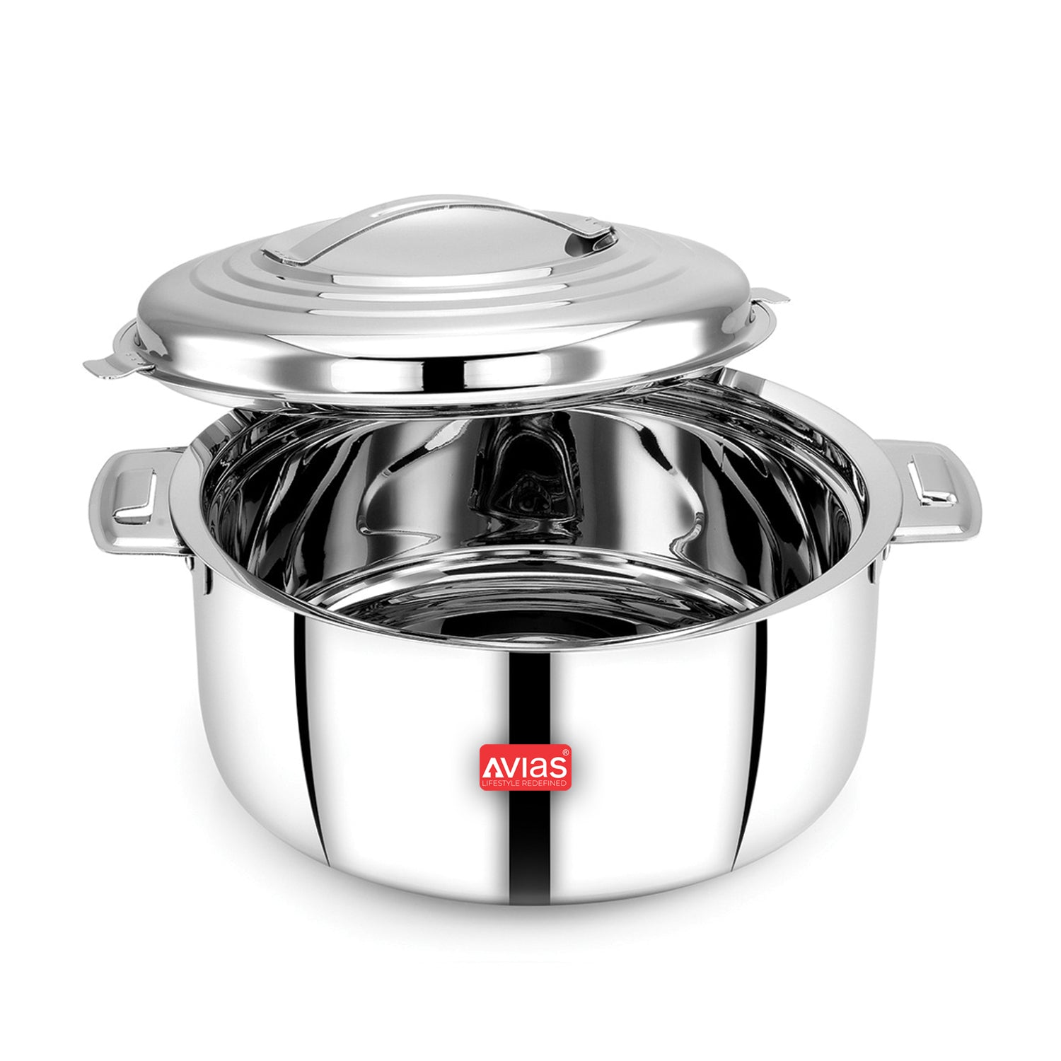 AVIAS Platina Premium Double wall insulated Stainless Steel Casserole/ Hotpot/ Chapati box/ Hot case with steel lid | Retains temperature | Twist lock | 1000ml /1500ml / 2500ml /3500ml /5000ml /7500ml /10000ml - Silver