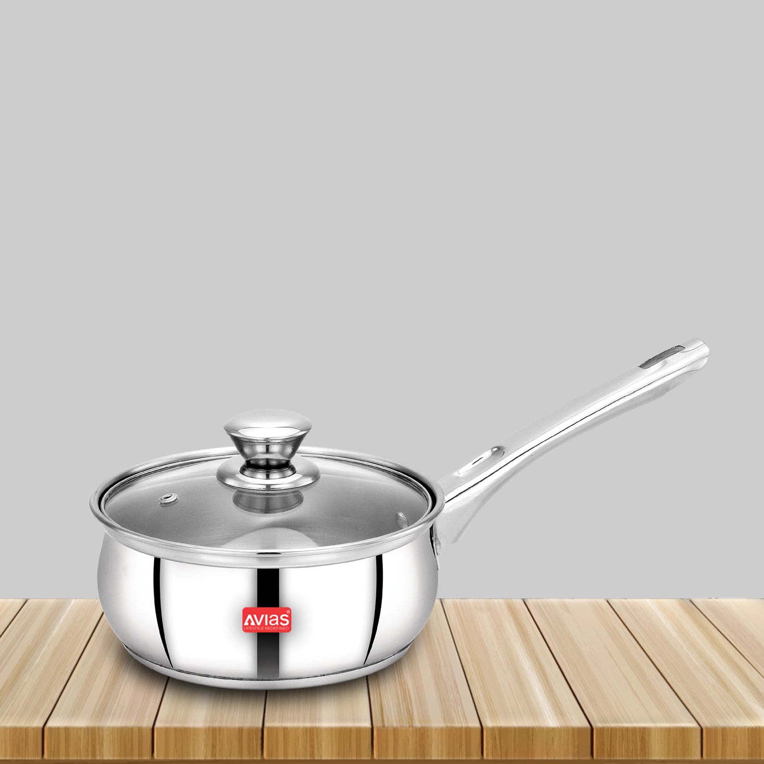 AVIAS Inox IB stainless Steel Saucepan with glass lid