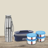 AVIAS Office Combo - Freshia H4 & Premia 1000ml SS Bottle  | Air tight lids | Odor free and Highly durable