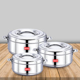 AVIAS Astra Casserole/Hotpot | Highly durable & odor free | Double wall insulated | Firm twist lock | Sturdy side handles | set of 3-1000 ml / 1500 ml / 2500 ml