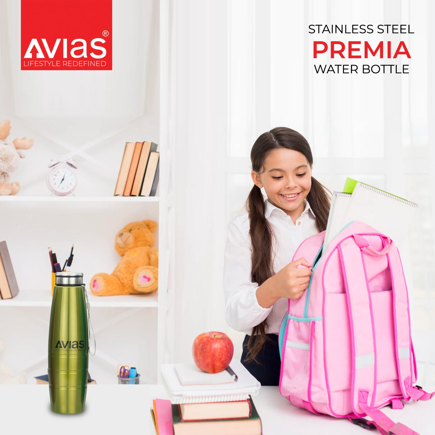 AVIAS Premia Bottle Stainless Steel for school