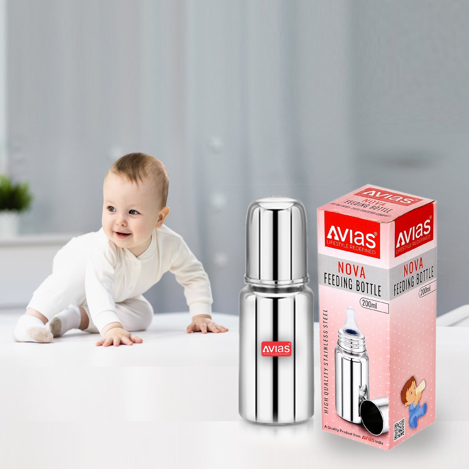 Avias Nova Stainless steel Feeding Bottle for baby/ babies