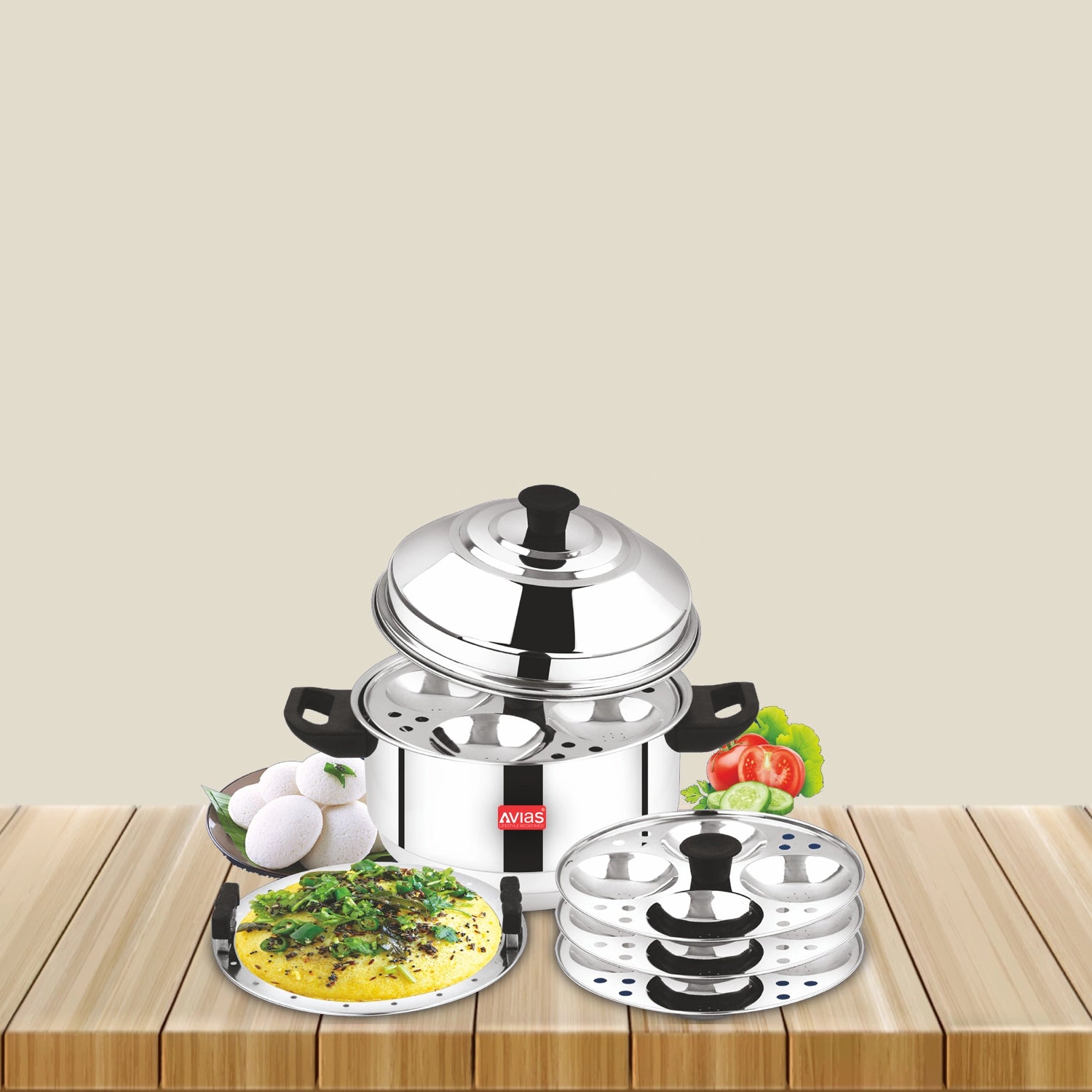 AVIAS Stainless Steel Excello Idly pot/ Cooker/ Maker