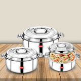AVIAS Avistar Gift set | double wall insulated stainless steel casserole gift set | hot case/ hotpot/ chapati box/ curry serveware | Firm twist lock | Sturdy side handles |