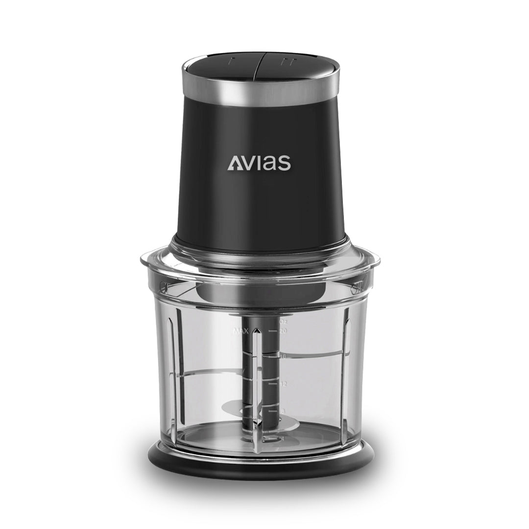 AVIAS Avismart Electric Vegetable Chopper for Kitchen with 2 Speed Modes, 300 Watts Copper Motor, 900 ML | 4 Stainless Steel Blades to Chop Vegetables, Nuts | 2 Years Warranty (Black)