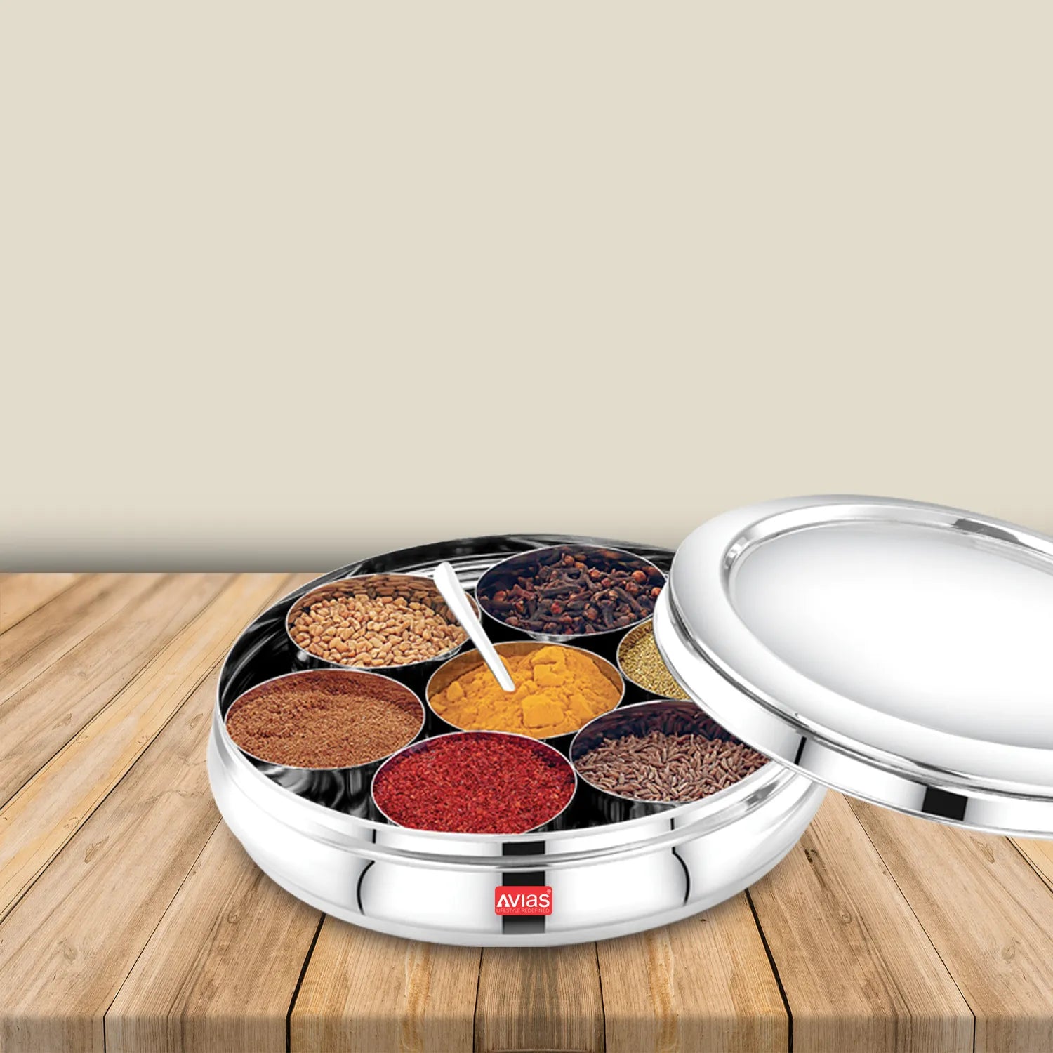 AVIAS Stainless steel Deluxe Spice box with See-through lid