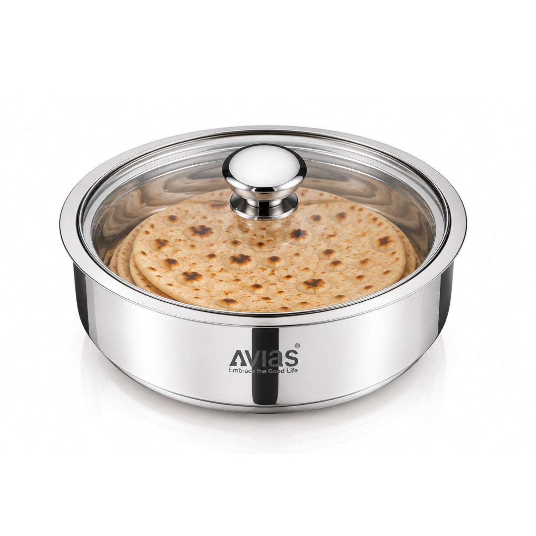 Avias Festiva Stainless Steel Roti Server Casserole | Double Wall PUF Insulated | 1500ml–2500ml