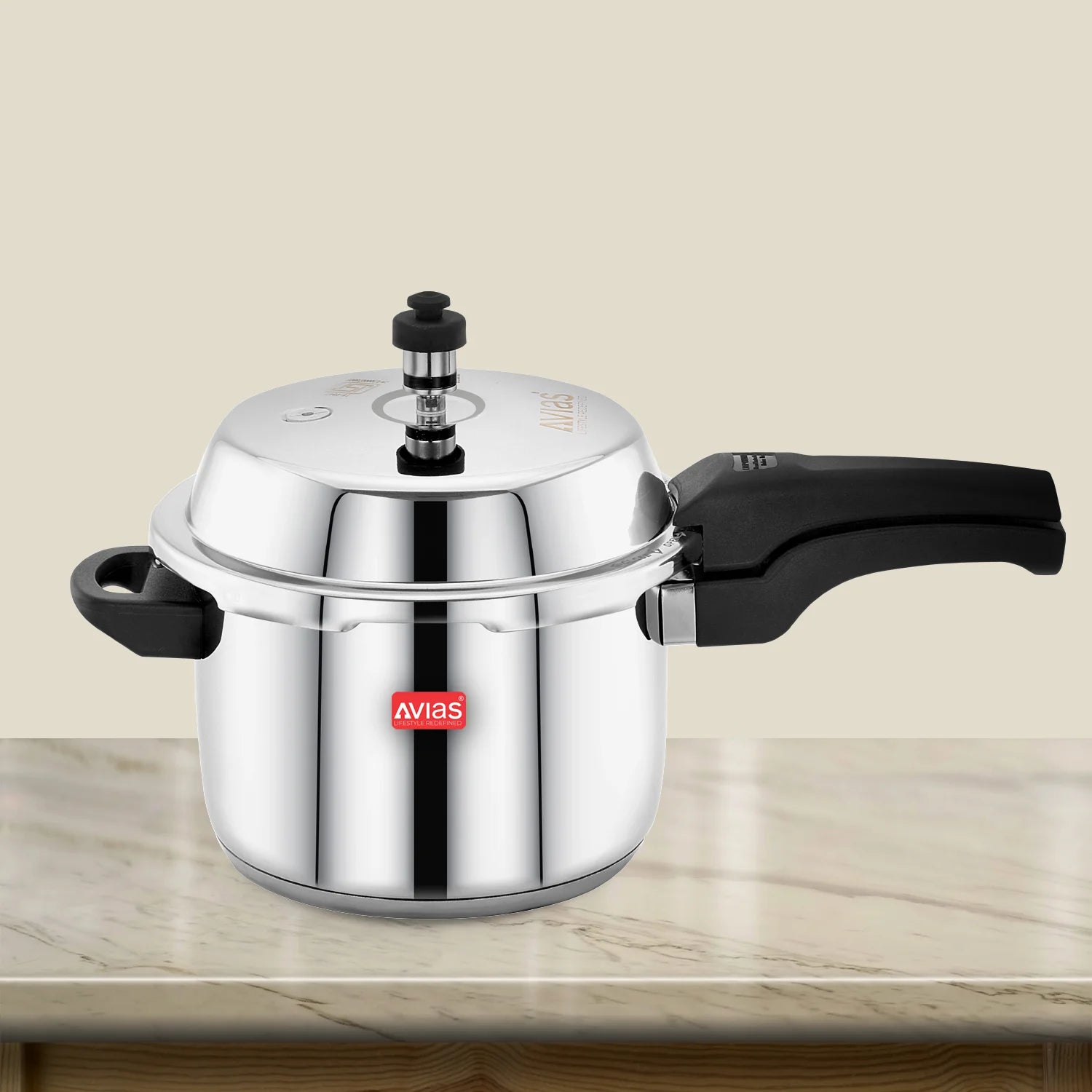 Avias Ceres Stainless Steel Pressure Cooker | Outer Lid | Induction Compatible | 1.2mm | 2L–5L