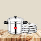 AVIAS stainless steel Idly cooker/ idly maker/ idly pot with Bakelite handles | Induction and gas stove base | 4 plates | 16 idlis