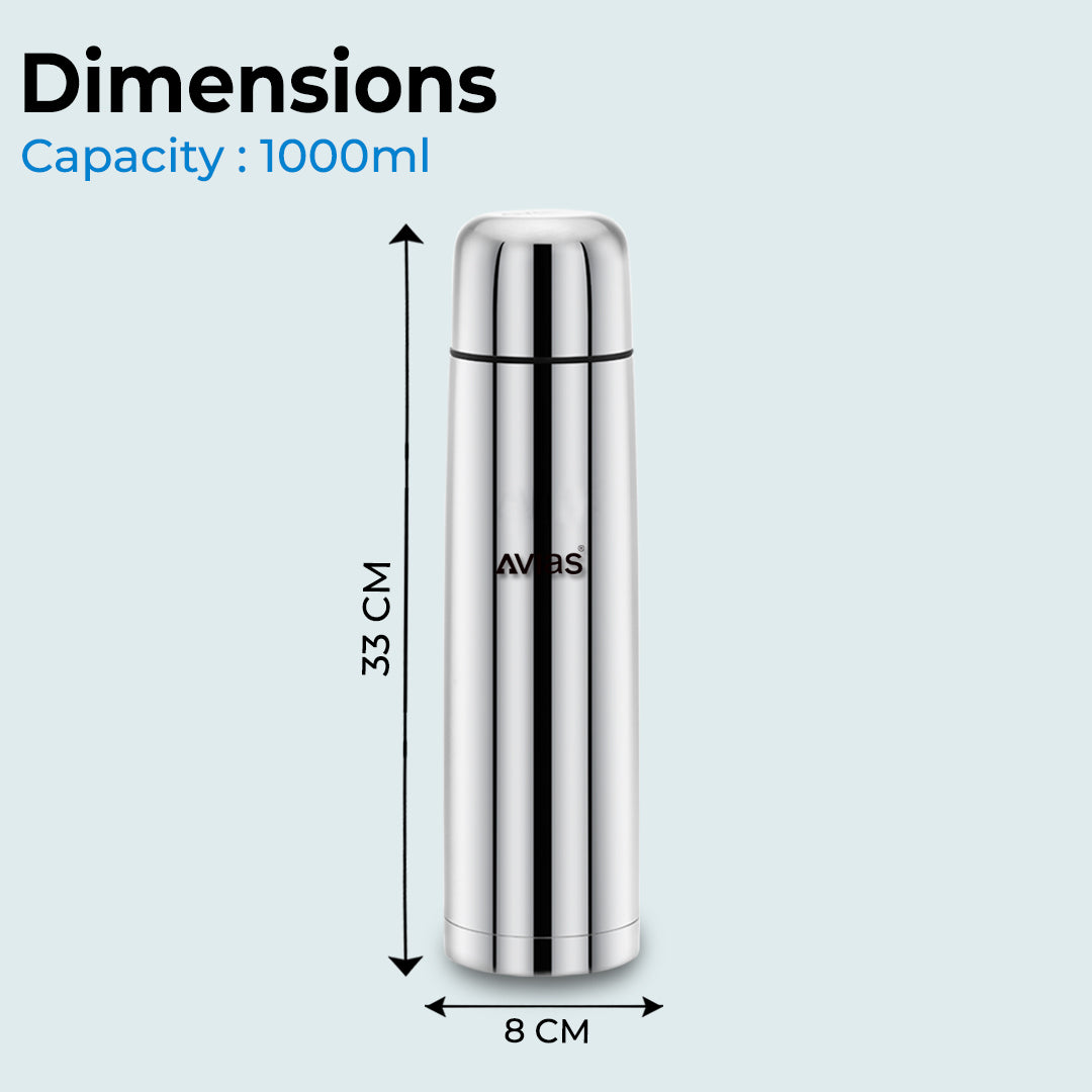 AVIAS Traveller Flask | Stainless steel | Odor free and highly durable | Heat retention\copper coating| leak proof lid