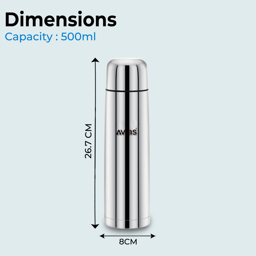 AVIAS Traveller Flask | Stainless steel | Odor free and highly durable | Heat retention\copper coating| leak proof lid