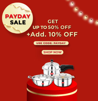 Avias stainless steel cookware Payday sale up to 50% Offer + Additional 10% Offer