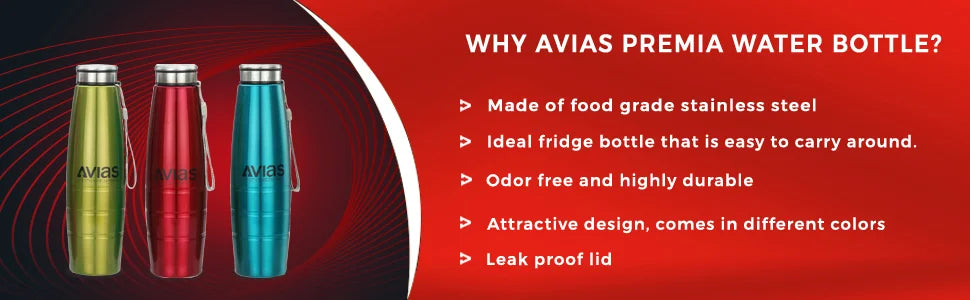AVIAS Premia Colour 1000ml Water Bottles | Stainless steel