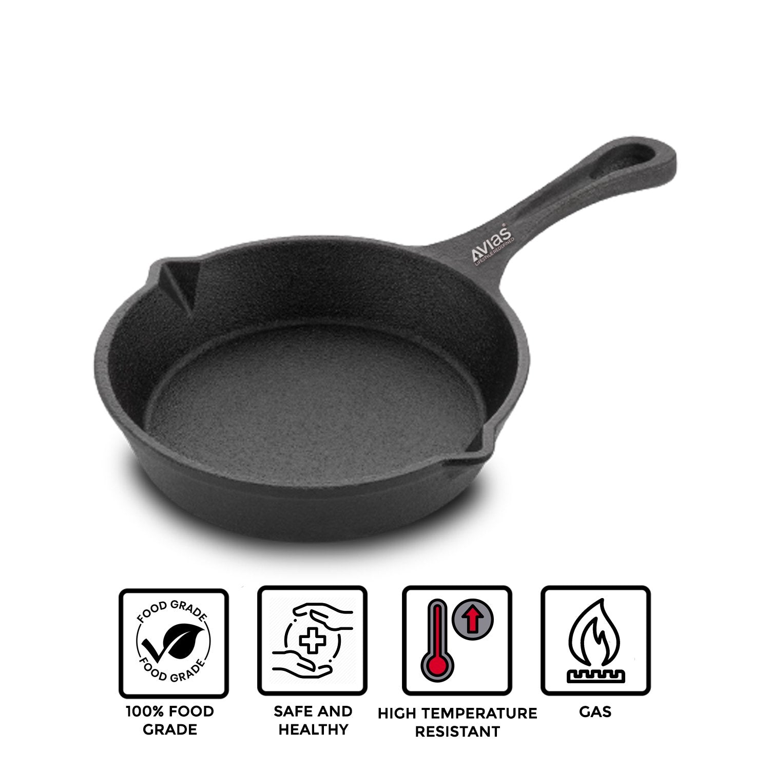 Cast Iron Deep Skillet Pan/ Iron Fry Pan/ Wrought Iron Frying Pan Pre-Seasoned Cookware | 100% Natural & Toxin-Free features