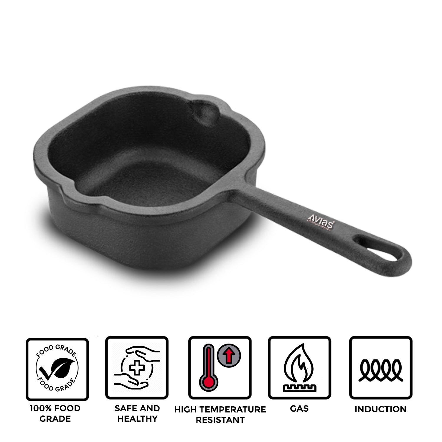 Cast Iron Tadka Pan/ Tempering Tadka Pan/ Spice Pan Pre-Seasoned Cookware | Induction Friendly | 100% Natural & Toxin-Free features