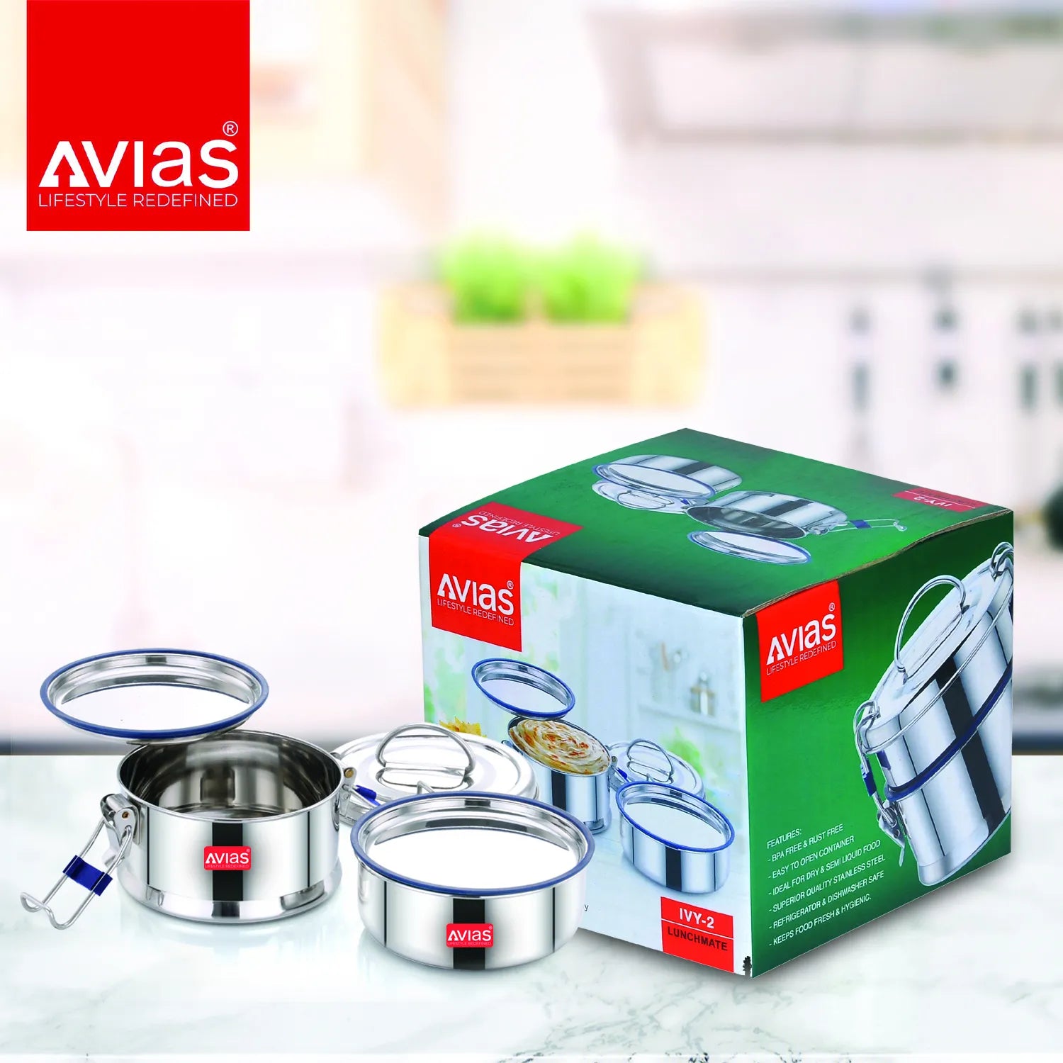 AVIAS Ivy Stainless Steel Lunch box package