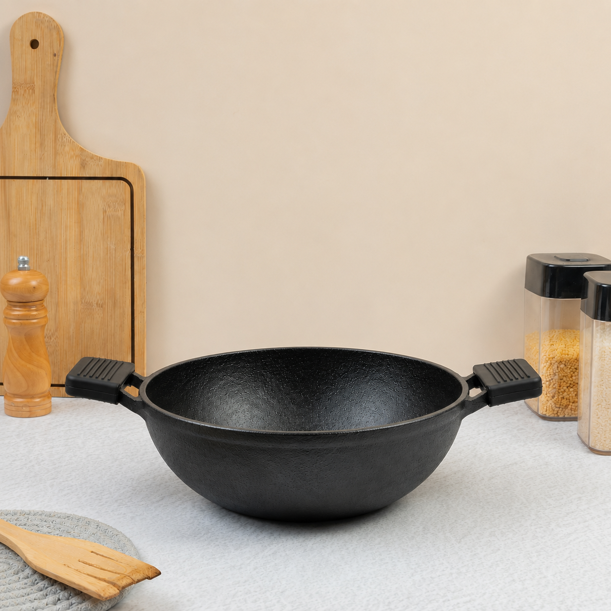 Avias Cast Iron Deep Kadai | Irumbhu Kadai | Pre-Seasoned | Induction Compatible | 100% Natural & Toxin-Free