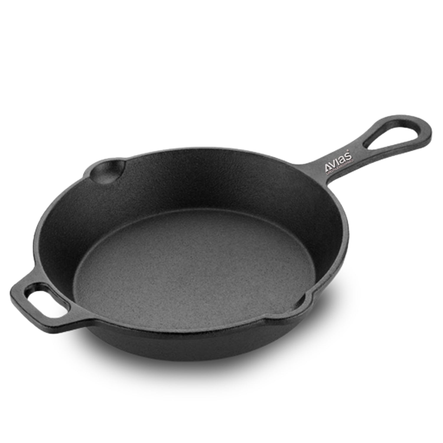 Avias Cast Iron Deep Skillet | Iron Fry Pan | Pre-Seasoned | 100% Natural & Toxin-Free