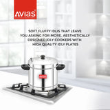 AVIAS stainless steel Idly cooker/ Idly maker/ Idly pot with Bakelite handles on stove
