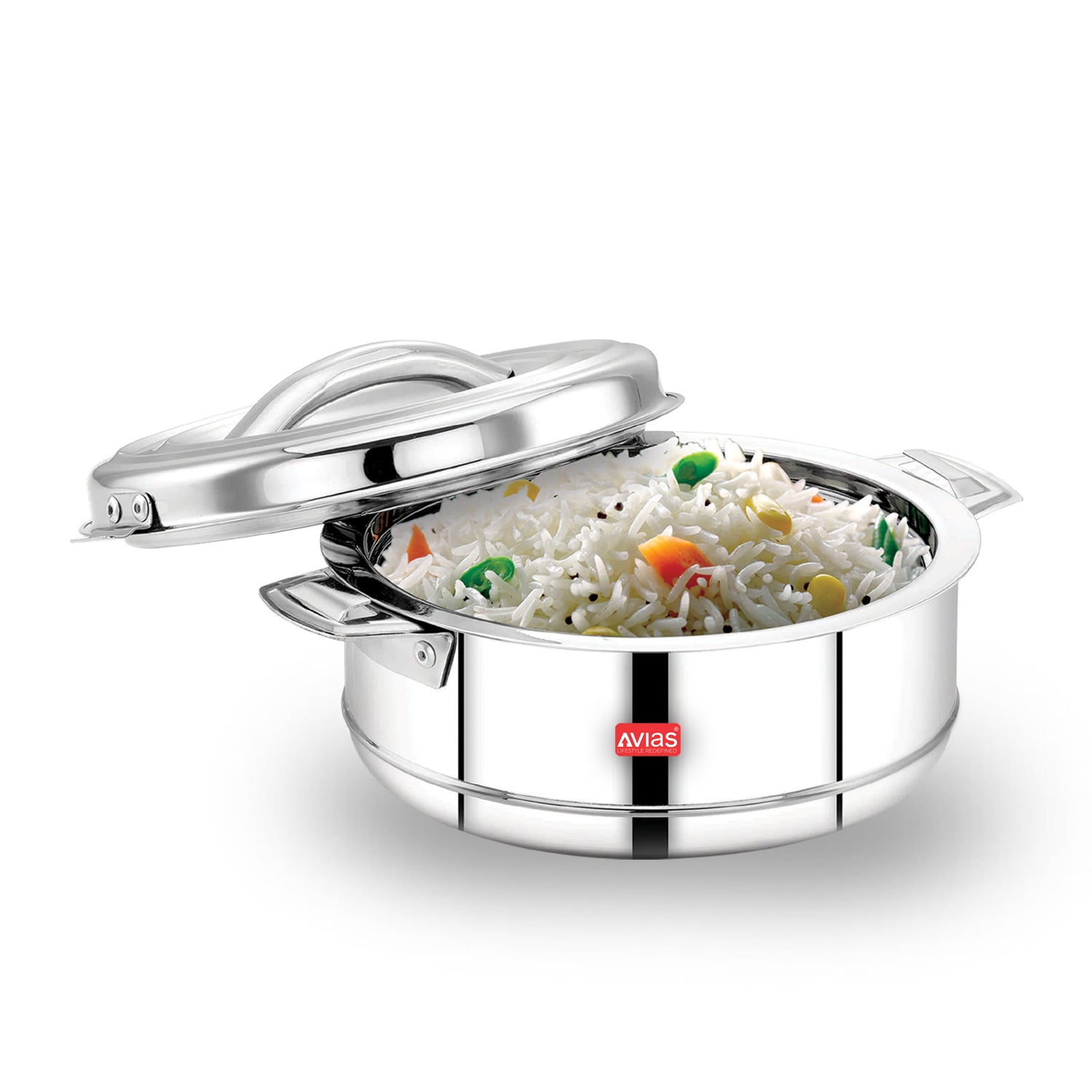 AVIAS Astra Double Wall Insulated Stainless Steel Casserole / Hot Box for Kitchen / Hot Case with Steel Lid / Silver Hot Pot for Roti-Rice-Gravy / Chapathi Box / Twisted Lock / 1000ml, 1500ml, 2500ml, 3500ml, 5000ml, 7500ml, 10000ml