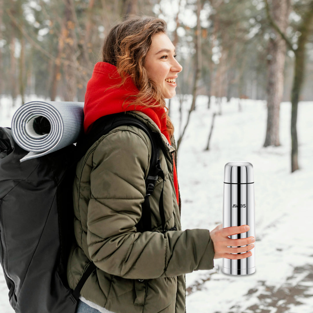 AVIAS Traveller Flask | Stainless steel | Odor free and highly durable | Heat retention\copper coating| leak proof lid