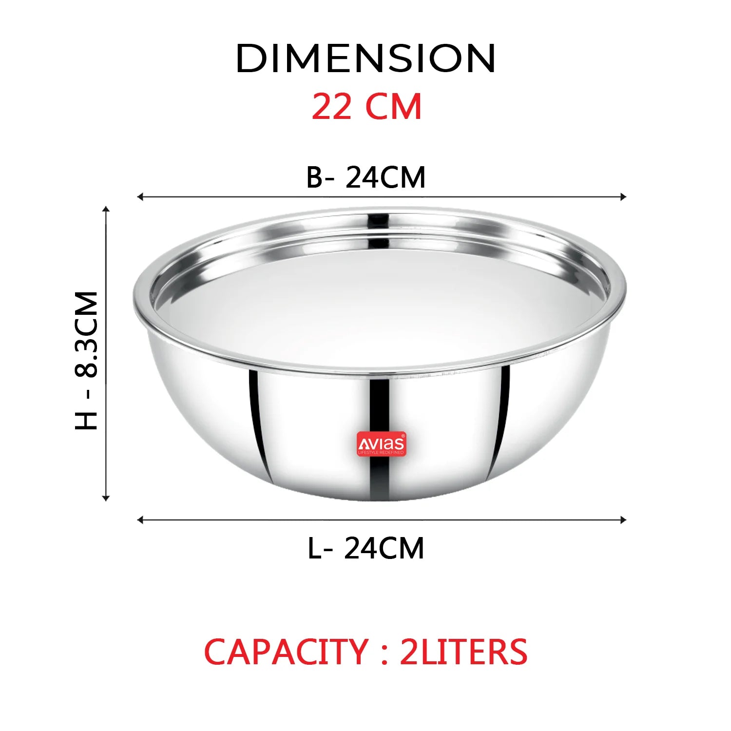 AVIAS Riara premium stainless steel Triply Tasla 22 cm