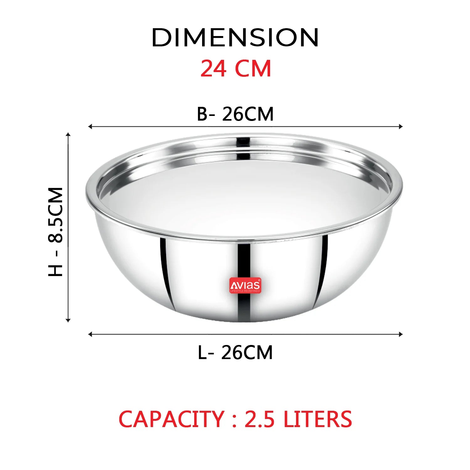AVIAS Riara premium stainless steel Triply Tasla 24 cm