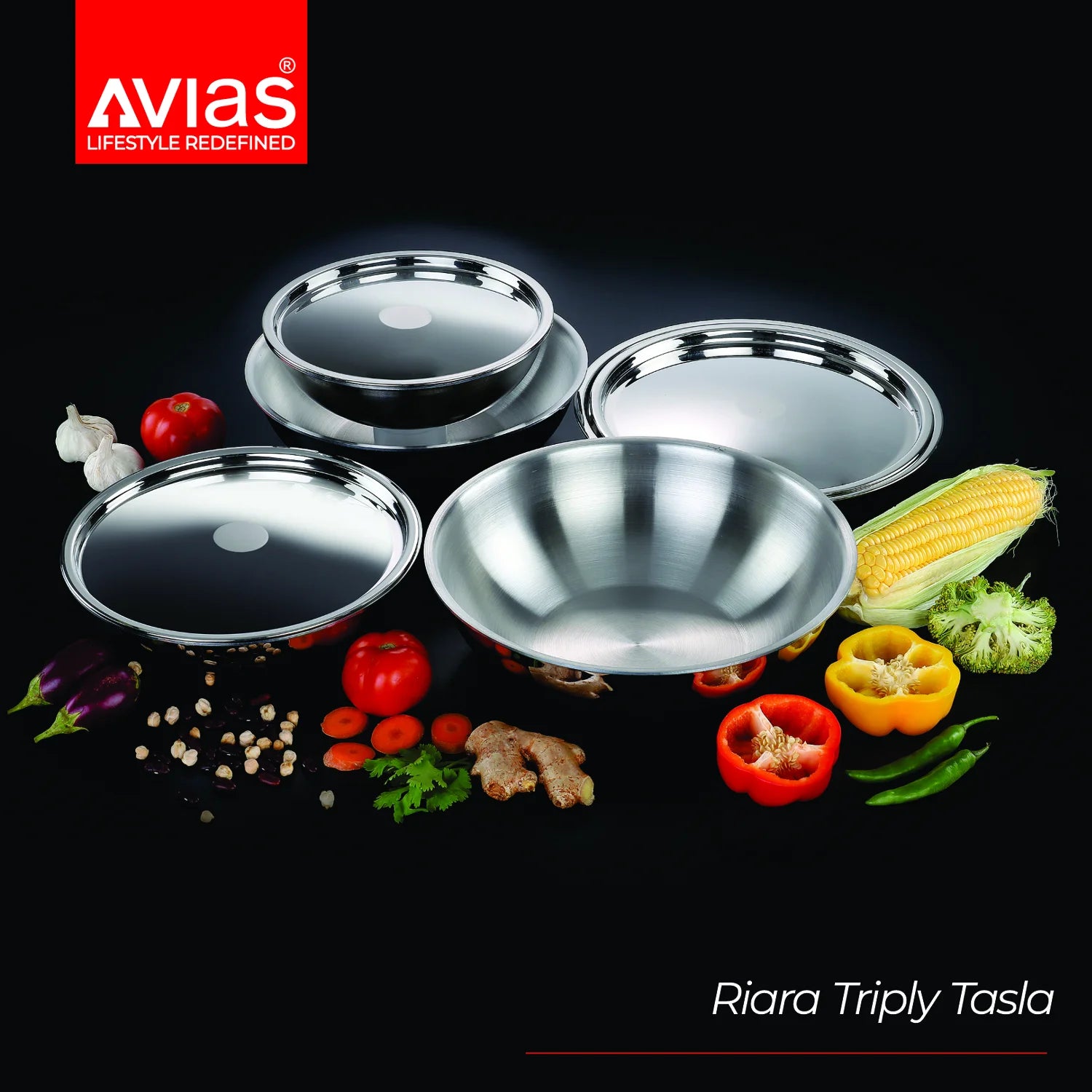 AVIAS Riara premium stainless steel Triply Tasla for cooking quality food