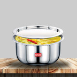 AVIAS Riara premium stainless steel Triply Tope with steel lid | 3 layered | induction base | 2.5mm thickness | induction friendly | 14cm/16cm/18cm/20cm/22cm/24cm
