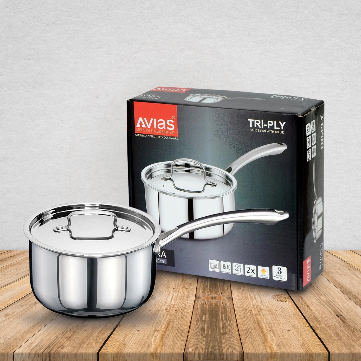 AVIAS Riara premium stainless steel Triply saucepan package