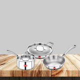 AVIAS Stainless steel Triply Combo II - Riara (Kadai 22cm + Frypan 22cm + Saucepan 14cm)