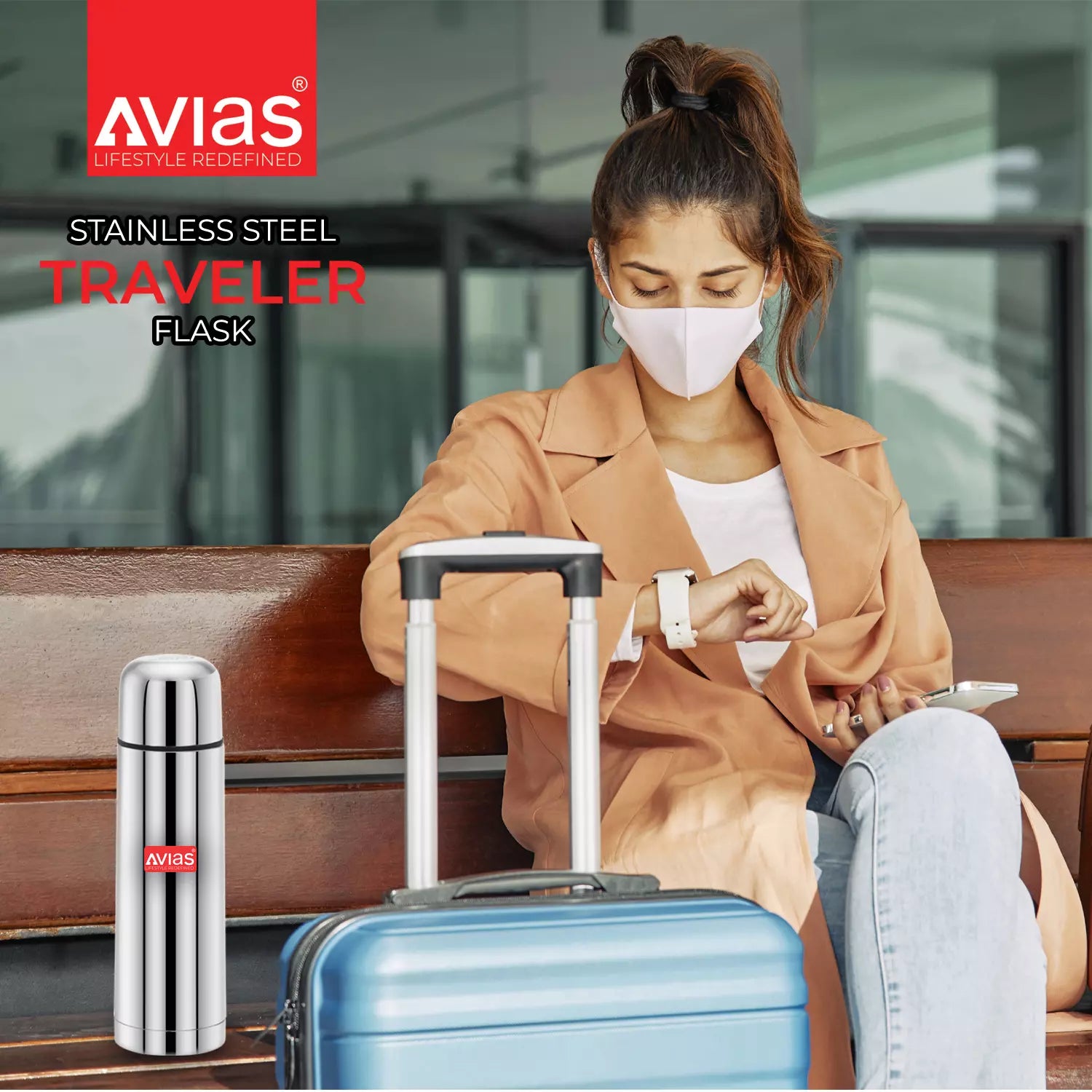 AVIAS Traveller Flask Stainless steel for travel