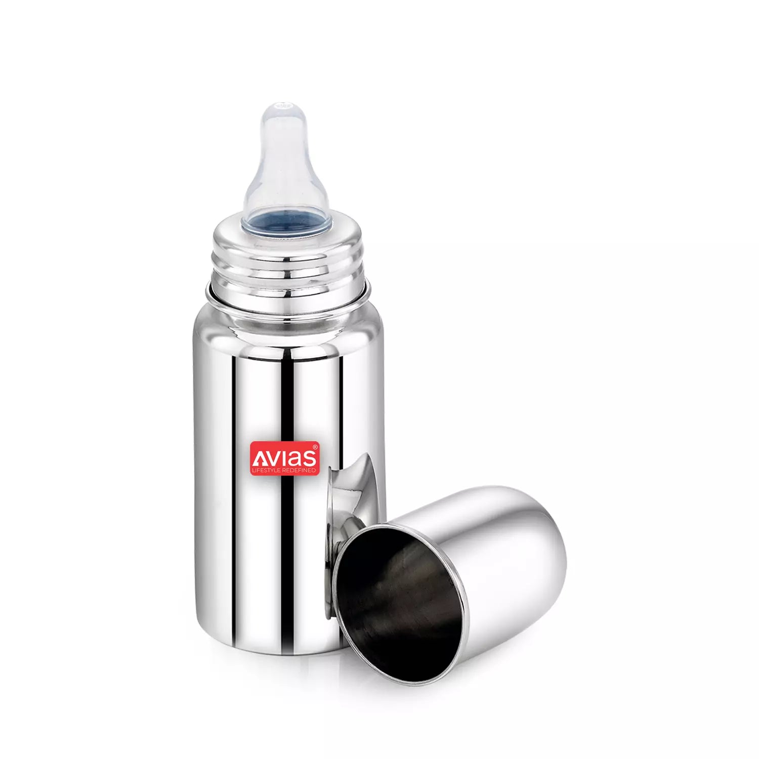 AVIAS Nova stainless steel Feeding Bottle open