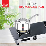 AVIAS Stainless steel Triply Combo II - Riara Saucepan on stove