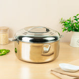 AVIAS Platina Premium Double wall insulated Stainless Steel Casserole/ Hotpot/ Chapati box/ Hot case with steel lid | Retains temperature | Twist lock | 1000ml /1500ml / 2500ml /3500ml /5000ml /7500ml /10000ml - Silver