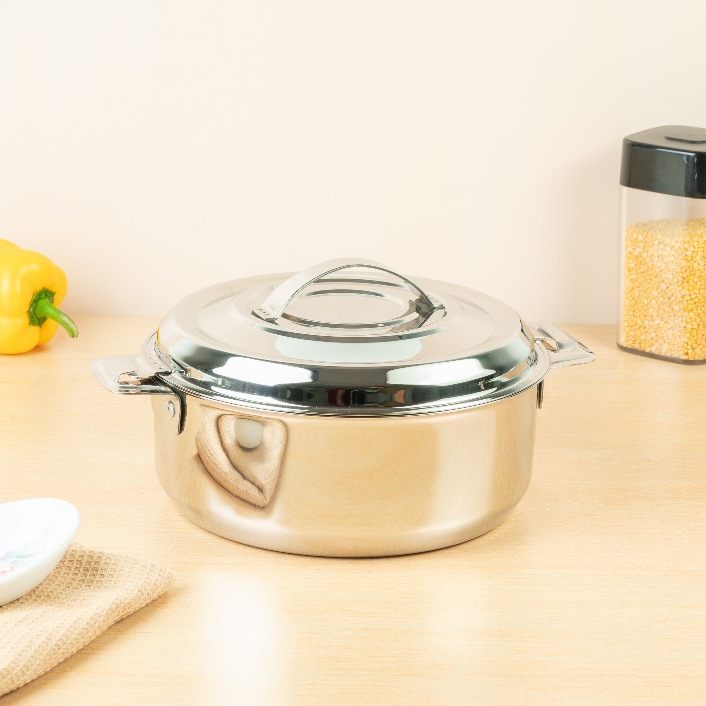 New AVIAS Avistar Premium Stainless Steel Casserole/ Double Wall Insulated / Chapati Box | Casserole Food Storage with Lid | Twist Lock | 1.5L/ 2.5L/ 3.5L - Silver