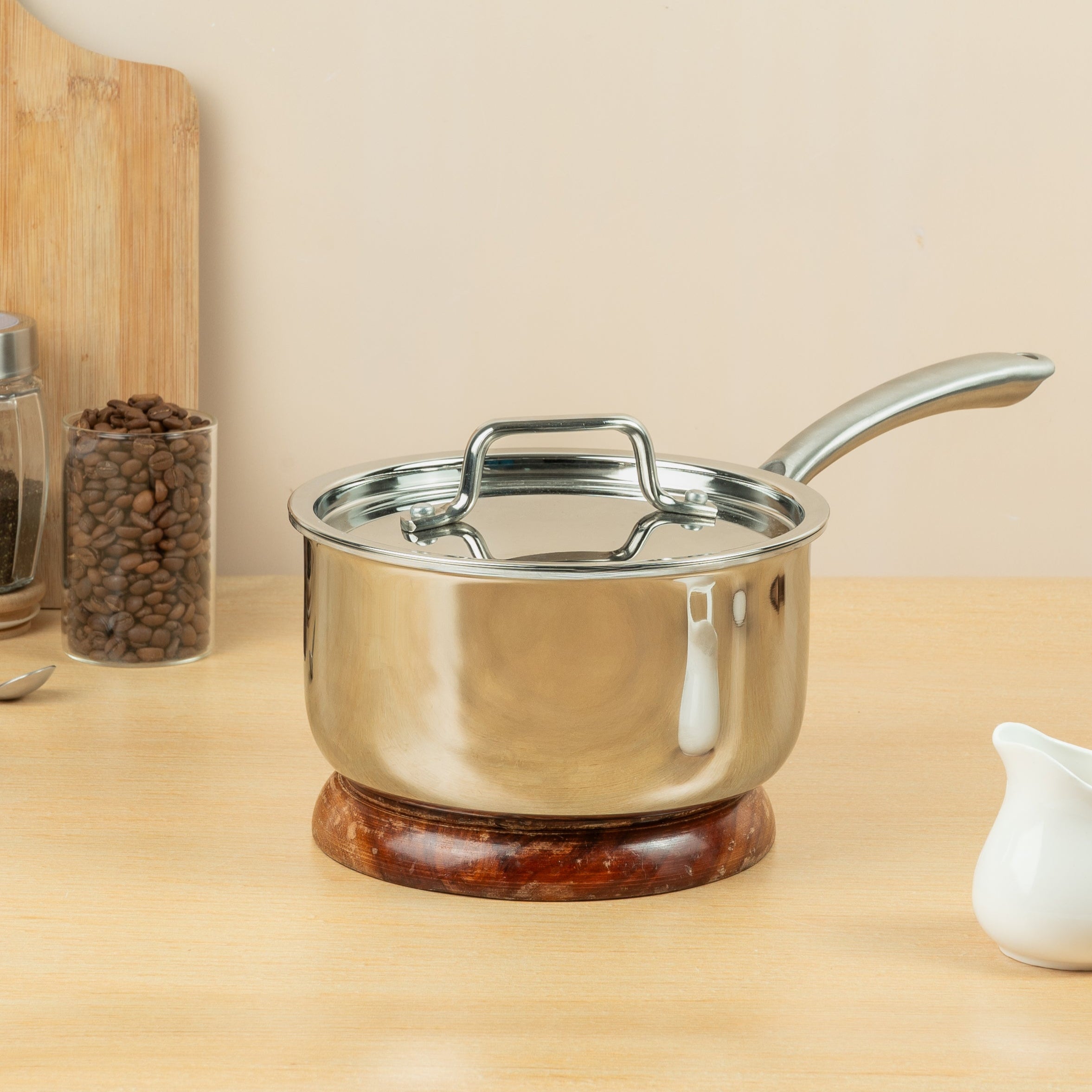 AVIAS Riara premium stainless steel Triply Saucepan with steel lid | stay cool handles | 2.5 mm thickness | Induction base | 1.10 L/1.5 L /2.25 L