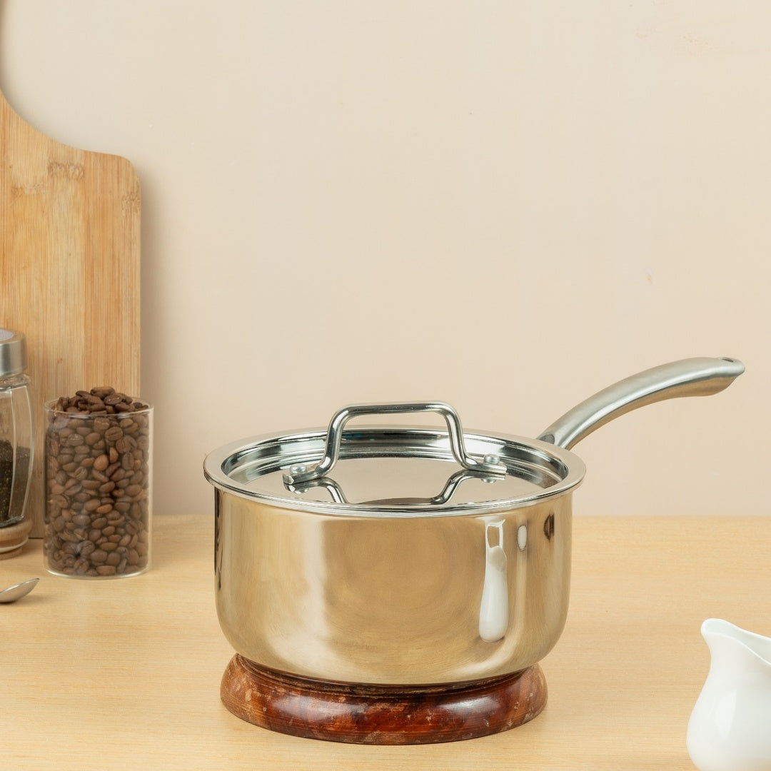 Avias Riara Triply Stainless Steel Saucepan with Lid | 2.5mm | Induction Compatible | 1.1L–2.25L