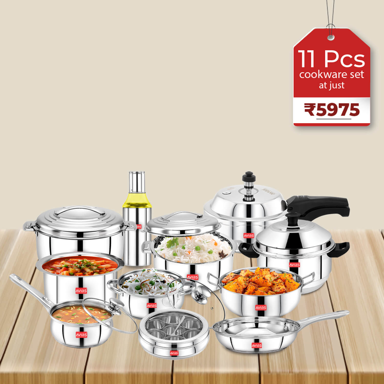 Avias Stainless Steel 11 PCS Kitchen set | Standard | High grade and Premium quality