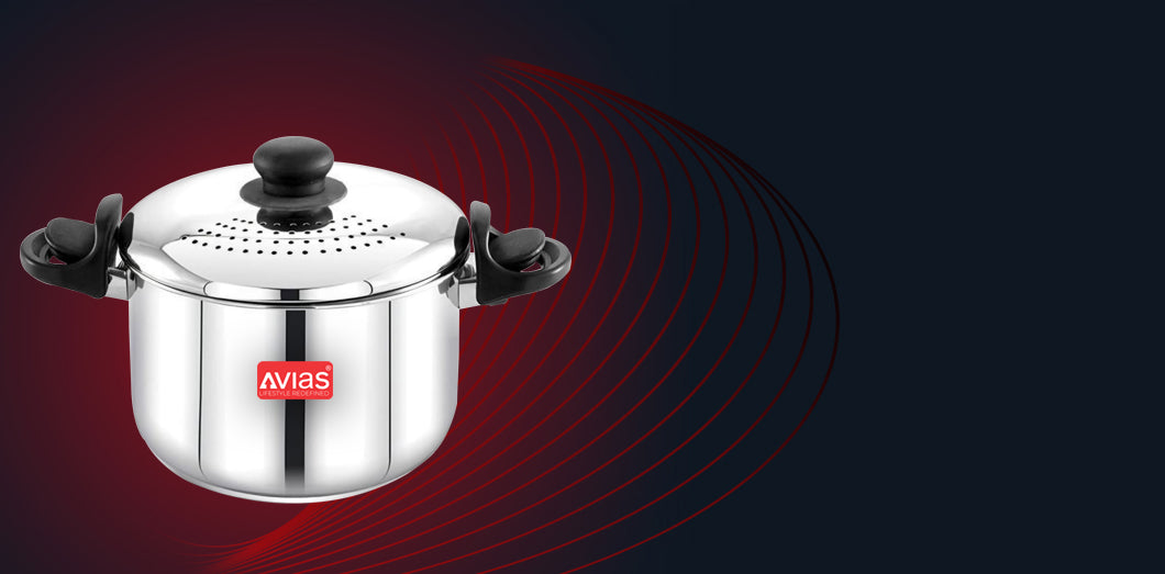 Avias Stainless steel strainler pot with strainer lid