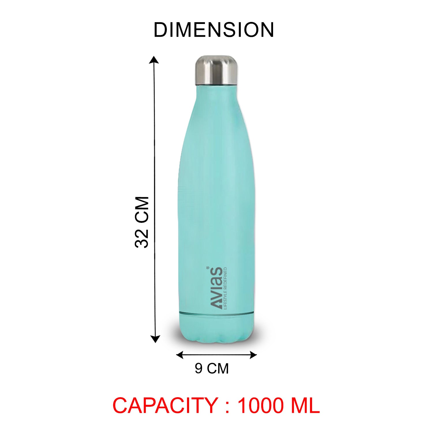 Evita premium stainless steel Vacuum Insulated Flask Water Bottle - Blue 1000ML