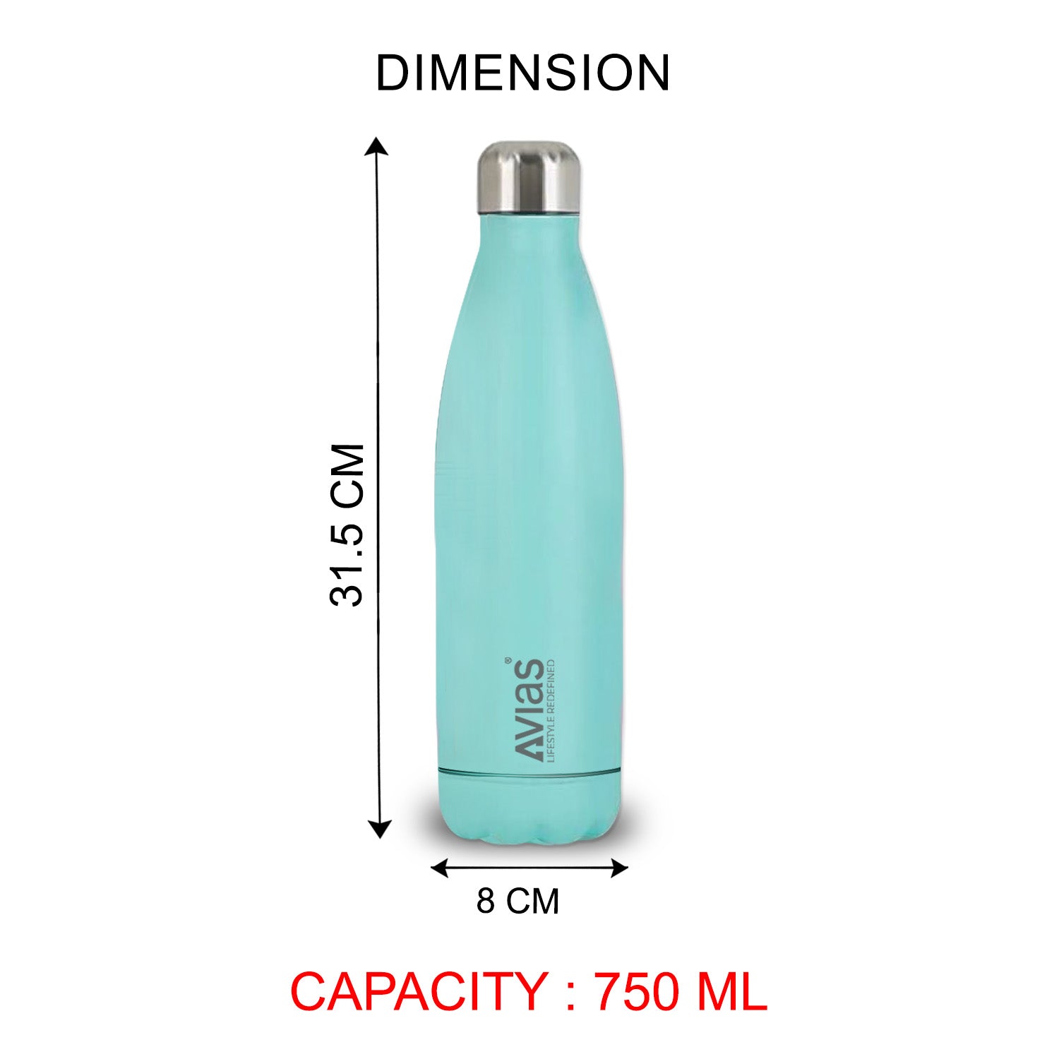 Evita premium stainless steel Vacuum Insulated Flask Water Bottle - Blue 750ML