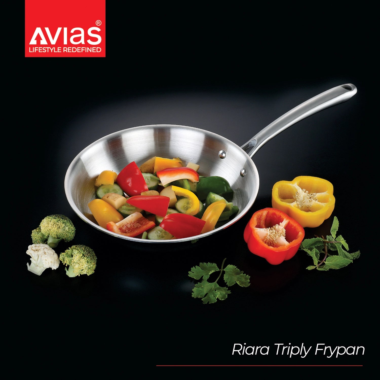 AVIAS Riara premium stainless steel Triply Fry pan for all food