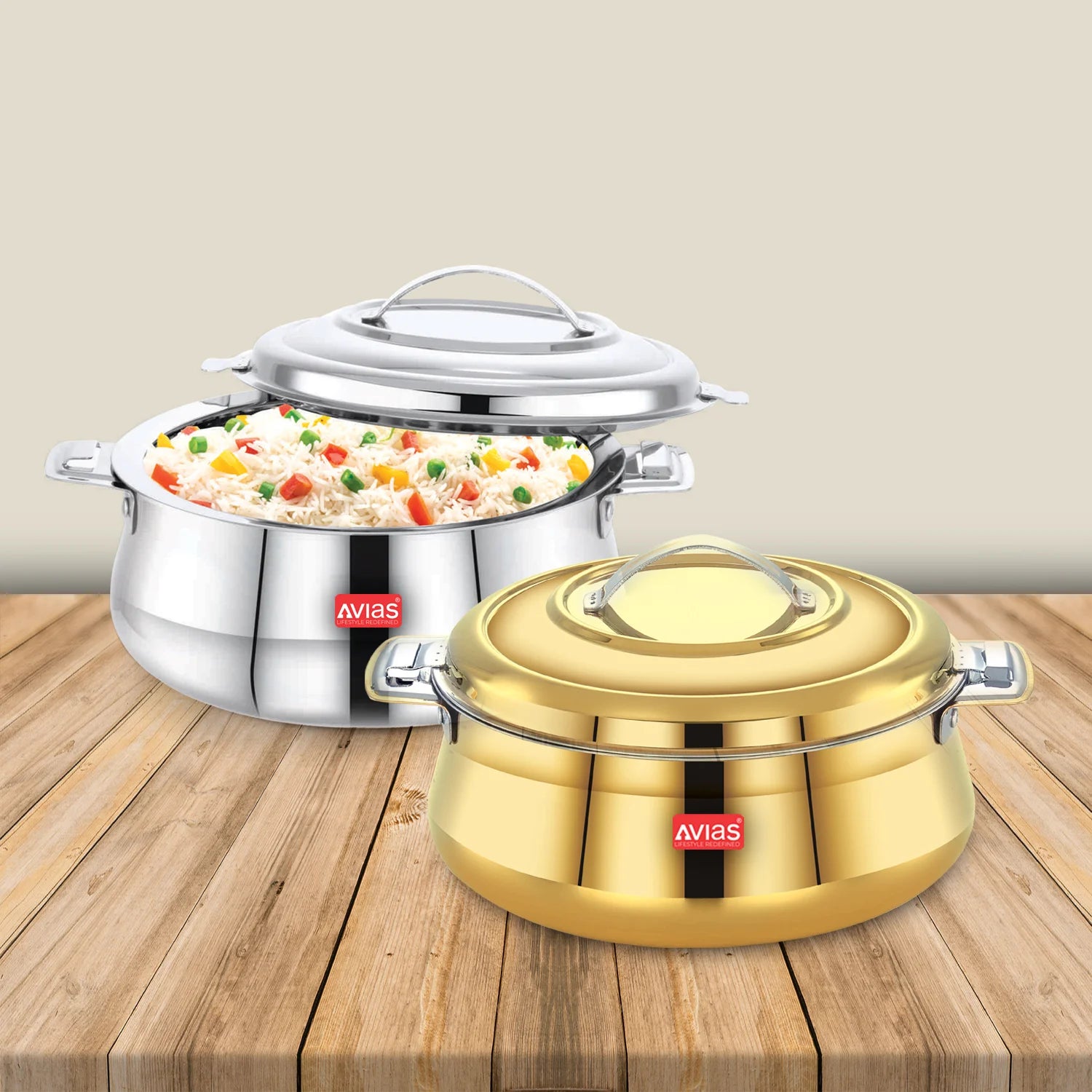 AVIAS Festive combo - IV - Riara (Gold 1500ml + Silver1500ml) stainless steeel casserole