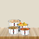 AVIAS Inox IB Stainless Steel Tope set of 4 | High Quality Stainless Steel | Glossy finish | Strong riveted handles | Sandwich bottom | 24cm/26cm/28cm/30cm