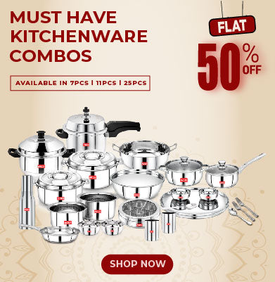 Avias stainless steel kitchen combo set/ cookware combo set at 50% offer