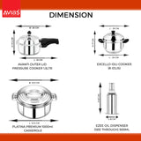 Avias Stainless Steel kitchenware/ cookware 11 PCS Kitchen set dimention